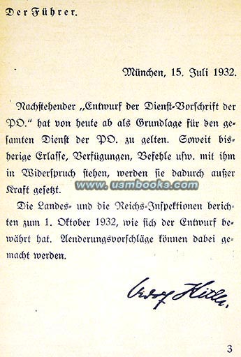 Adolf Hitler foreword NSDAP regulations manual