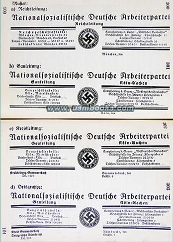 Nazi Party letterheads