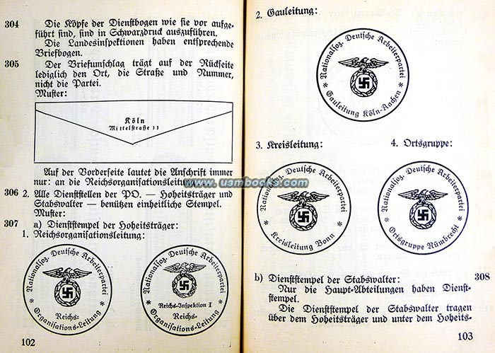 NSDAP Stempel, Nazi Party eagle and swastika rubber stamps