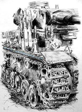 J. Arhens sketch Nazi tank and ammunition