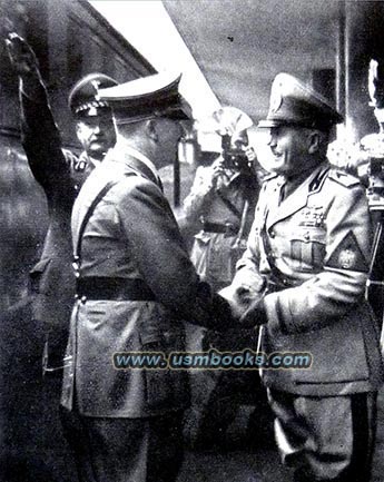 Adolf Hitler and Benito Mussolini at the Brenner Pass on 4 October 1940