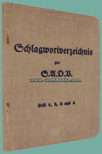 Schlagwortverzeichnis zur SADV, 1932