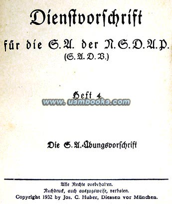 Dienstvorschrift fr die SA der NSDAP, volume 4