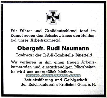 Nazi Tankwart Obergefreiter Rudi Naumann