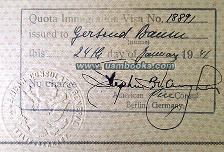 US Quota Immigration Visa No. 18891